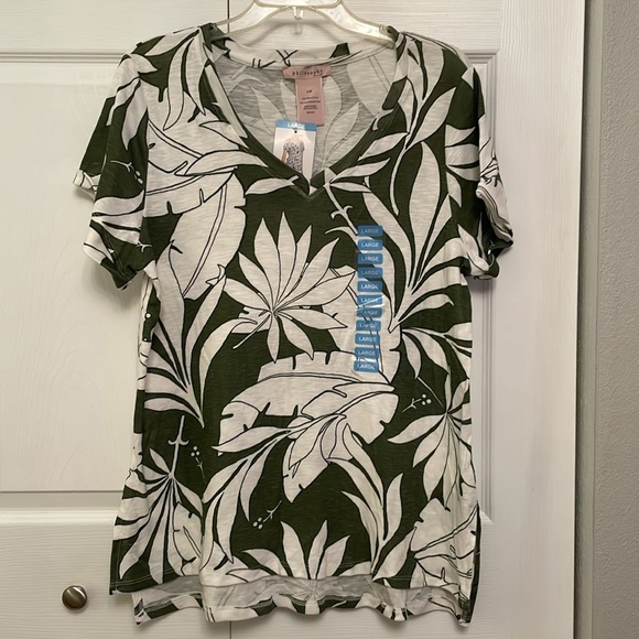 NWT PHILOSOPHY Republic Clothing Cotton Tropical Palm Print Popover Top Large - Picture 14 of 15